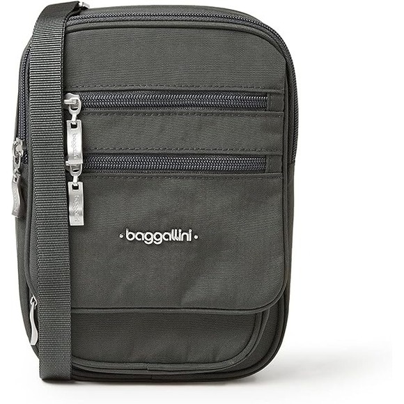 Baggallini Handbags - Baggallini Charcoal Grey Nylon Small Crossbody Travel Bag Organizer Purse Multi